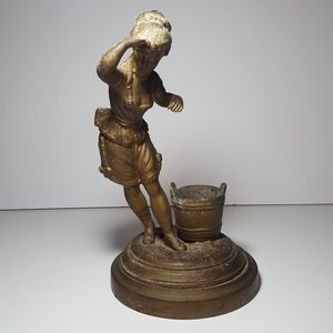 Vintage Bronze Figure Girl Searching Undergarments